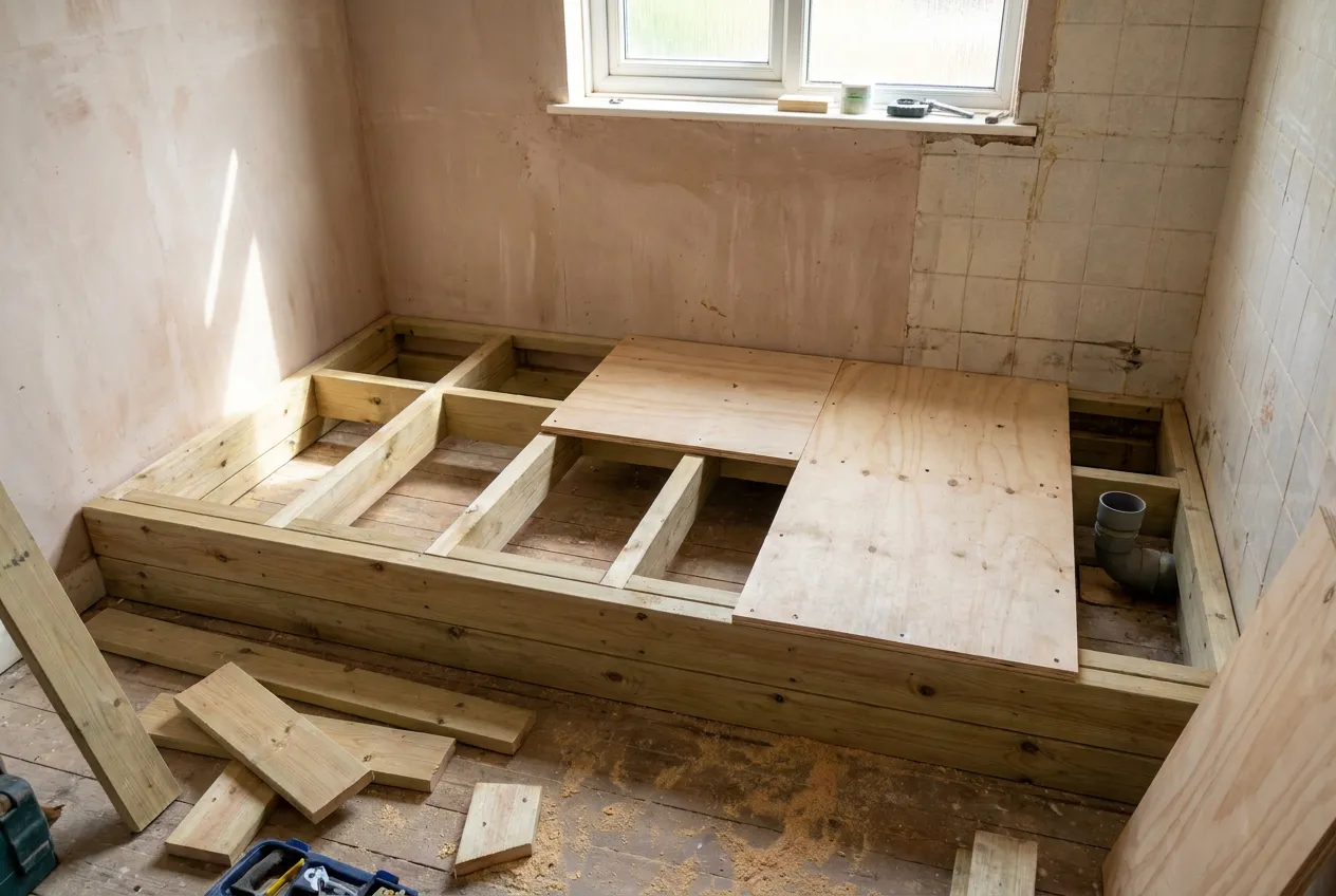 Rehausse de plancher construite pour gagner la pente